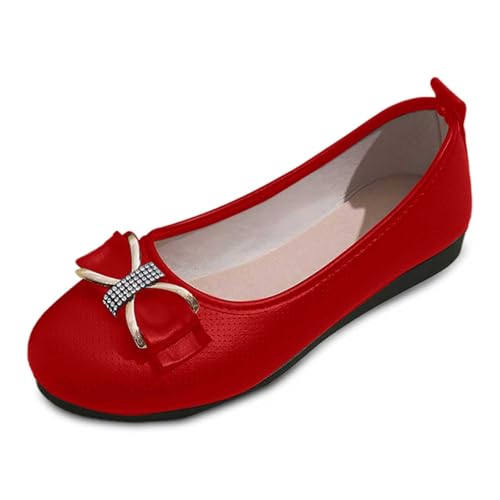 Generisch Modische Damen Slipper atmungsaktive Freizeit Schuhe Bequeme Spazierenschuhe mit runder Zehenpartie für Alltag ideal zu Shorts Hosen Jeans (Red, 41) von Generisch
