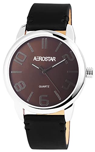 Generisch Modische Herren Armband Uhr Braun Schwarz Kunst Leder Analog Quarz von Generisch