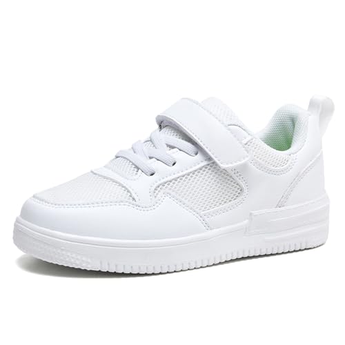 Generisch Modische -Sportschuhe für Mädchen Leichte Atmungsaktive Sneakers mit Rutschfester Sohle Bequeme Freizeitschuhe für Schule Outdoor Aktivitäten (White, 28.5 Little Child) von Generisch