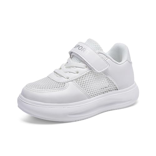 Generisch Modische -Sportschuhe für Mädchen Leichte Atmungsaktive Sneakers mit Rutschfester Sohle Bequeme Mesh-Schuhe für Schule Freizeit (White1, 28.5 Little Child) von Generisch