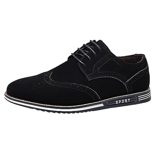 Generisch Modische atmungsaktive Bequeme Business-Schnürschuhe für Herren ideal für Arbeit Freizeit Alltag (Black, 42) von Generisch