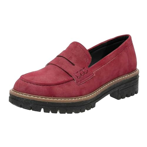 Generisch Mokassins Damen Orthopädische Loafers rutschfeste Schuhe Bequeme Wanderschuhe Flache Halbschuhe Atmungsaktive Freizeitschuhe Klassischer Sommerschuh Bootsschuhe (Red, 39) von Generisch