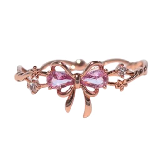 Generisch Mother Daughter Matching Bow RingS Adjustable Shiny Zircon Eternity Ring Friendship Knot Ri ng Friends Jewelry Gift for Women (Rose Gold) von Generisch