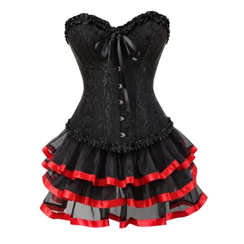 Generisch Moulin Rouge Gothic Corsagenkleid Korsett Spitenrock Übergrößen M-3XL von Generisch