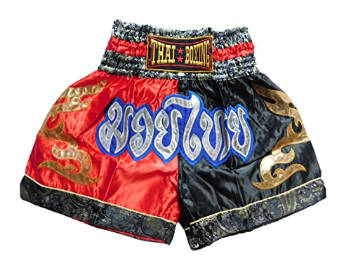 Generisch Muay Thai Hose Short Boxing Thailand Shorts Kickboxen MMA Boxen Sport Training Gym (as3, Alpha, m, Regular, Regular, Rot-Schwarz) von Generisch