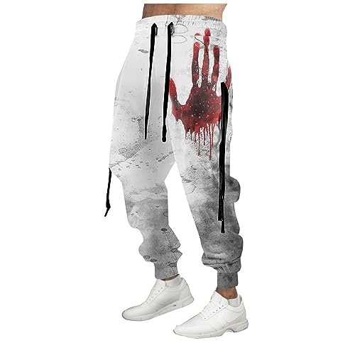 Generisch Muay Thai Shirt, Men's Printed Casual Sports Pants Fashion Lace-Up Fleece Sports Pants Cargohose Herren Arbeitshose Männer Laufhose Kurz Eng Man Hosen Arbeitskleidung Strauß Shirt (XL, Rot) von Generisch