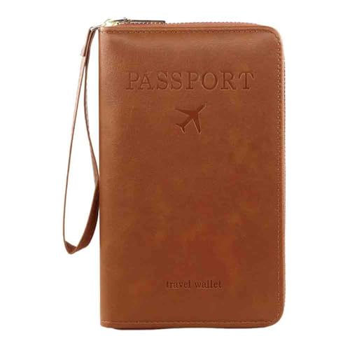 Generisch Multi-Functional Passport Wallet,Travel Wallet for Men & Women,Secure Id Card Organizer with Anti-Theft Protection for Credit Cards,Tickets and Cash (Brown) von Generisch