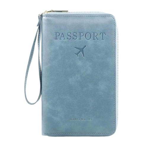 Generisch Multi-Functional Passport Wallet,Travel Wallet for Men & Women,Secure Id Card Organizer with Anti-Theft Protection for Credit Cards,Tickets and Cash (Light Blue) von Generisch