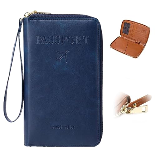 Generisch Multi-Functional RFID Passport Holder, Passport Wallet, Anti-Theft Protective Case Travel Wallet for Women Men (Dark Blue) von Generisch