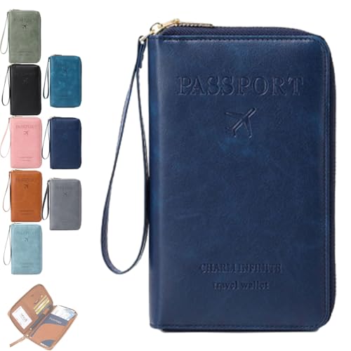 Generisch Multi-Functional RFID Passport Wallet, RFID Anti-Theft Passport Holder, Wallet Cover Case for Travel Women and Men Must Haves Accessories (Dark Blue) von Generisch
