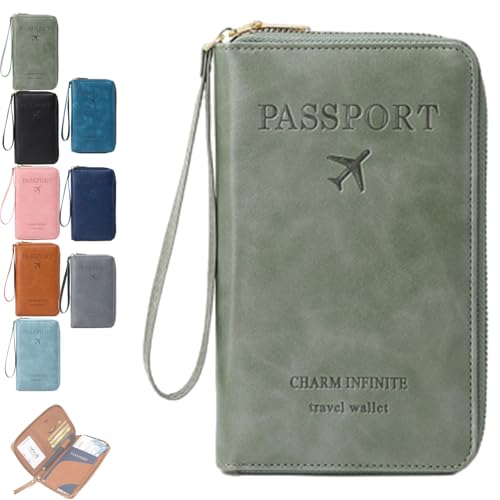 Generisch Multi-Functional RFID Passport Wallet, RFID Anti-Theft Passport Holder, Wallet Cover Case for Travel Women and Men Must Haves Accessories (Green) von Generisch