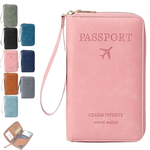 Generisch Multi-Functional RFID Passport Wallet, RFID Anti-Theft Passport Holder, Wallet Cover Case for Travel Women and Men Must Haves Accessories (Pink) von Generisch