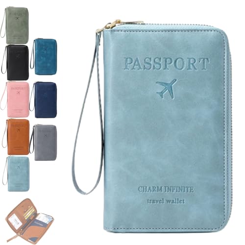 Generisch Multi-Functional RFID Passport Wallet, RFID Anti-Theft Passport Holder, Wallet Cover Case for Travel Women and Men Must Haves Accessories (Sky Blue) von Generisch