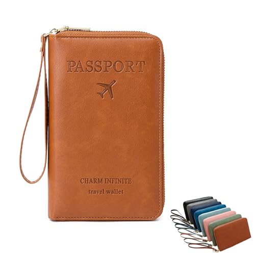 Generisch Multi-Functional RFID Passport Wallet, Rowgins RFID Passport Holder, Slim Leather Cover for Credit Cards, Tickets/Cash (Brown) von Generisch