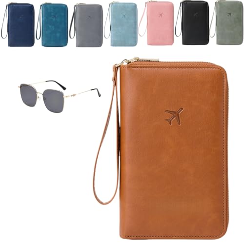Generisch Multi-Functional RFID Passport Wallet,Organizer with Anti-Theft Protection,PU Leather Waterproof Travel Wallet (Brown) von Generisch