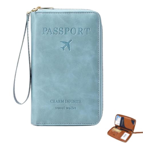 Generisch Multi-Functional RFID Passport Wallet RFID Passport Holder for Travel Anti-Theft Protective Case Travel Wallet for Women Men (Sky Blue) von Generisch