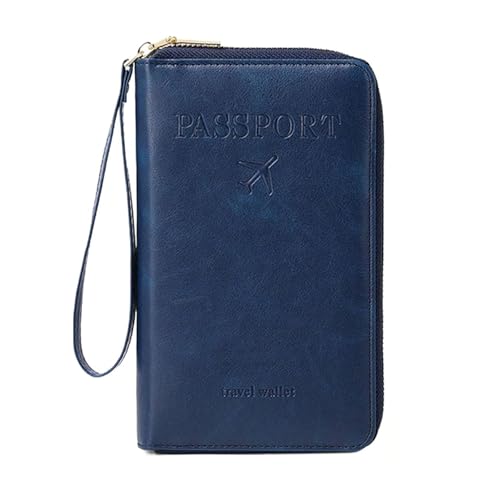 Generisch Multi-Functional RFID Passport Wallet for Women and Men,Passport Holder for Travel, Essentials - Wallet Cover Case Anti-Theft Protective Case (Navy Blue) von Generisch