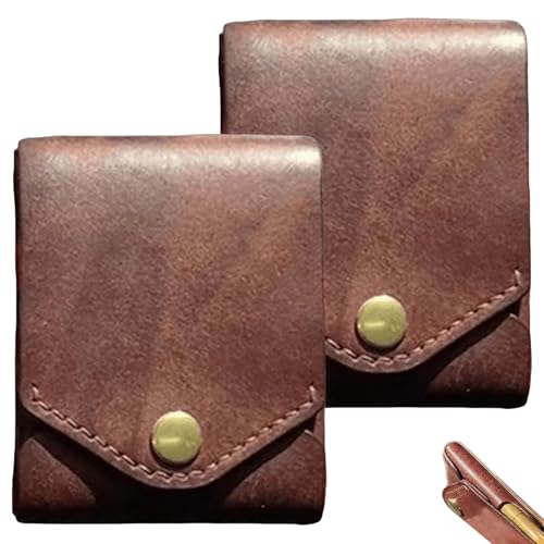 Generisch Multifunctional Compact Wallet, Portable Leather Card Holder Wallet, Slim Minimalist Wallet for Men, Travel-Friendly Front Pocket Wallet with Built-In Pen Slot (2) von Generisch