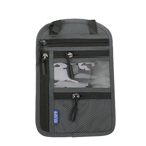 Generisch Multifunktionale RFID Reisepasshalterung Umhängetasche Für Herren Und Damen Crossbody Tasche Dunkelgrau Für Kreditkarten Und Dokumente Ideal Für Reisen Und Freizeit von Generisch