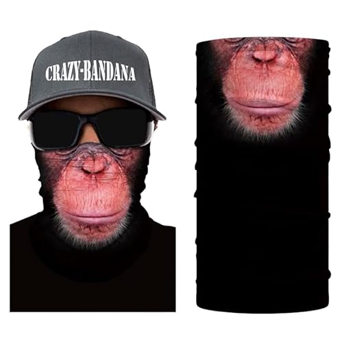 Generisch Multifunktionsbandana, Nahtlos und Dehnbar, Verschiedene Designs, Angenehm zu Tragen, Vielseitige Nutzungsmöglichkeiten, Totally CRAZY!! (Affe) von Generisch
