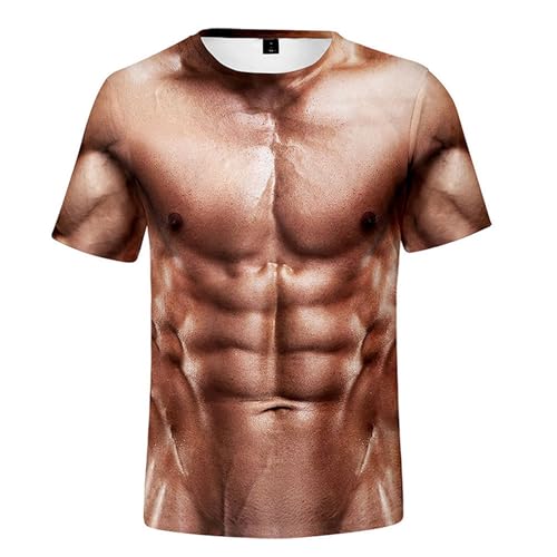 Generisch Muskelshirts Herren Fasching Pullover Sportswear Sixpack Muskelattrappe Oberteil Langarm Muskelshirt Tunika Tops Funktionsshirts Männer Große Größen Frontprint Streetwear Sweatshirt von Generisch