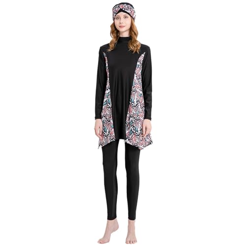 Generisch Muslimischer Anzüge Damen Badeanzug bescheidener Bademode volle Abdeckung Blumenmuster islamischer Hijab Strandmode Schwimmen Burkini von Generisch