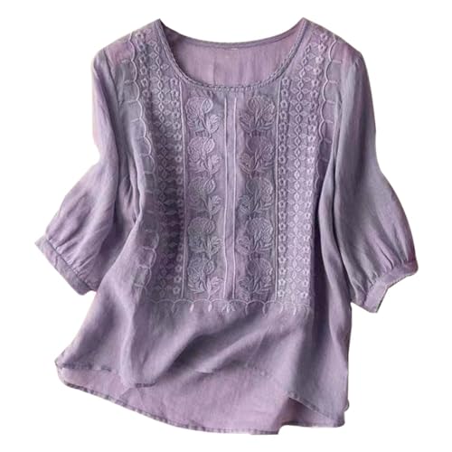 Generisch Musselin Bluse Damen Leinenbluse Damen Sommer Langarm Große Größen Hemdbluse Blusenkleid Leinen Elegant Weiß Longbluse Blusenshirt Tuniken Damenblusen von Generisch