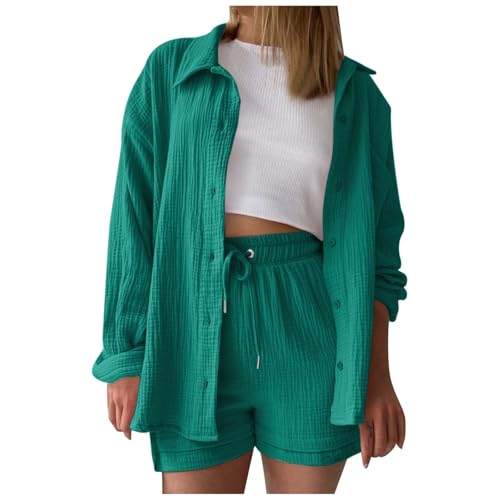 Generisch Musselin Bluse Damen Zweiteiler Sommer Top und Shorts Einzeln Wählbar 2 Teilige Kleidung Shorts Kombination Kurze Hose Entspannte Set Oversized Sommerbluse Generisch Musselin Bluse Damen Zweiteiler Sommer Top und Shorts Einzeln Wählbar 2 Teilige Kleidung Shorts Kombination Kurze Hose Entspannte Set Oversized Sommerbluse von Generisch