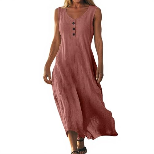 Musselin Kleid Leinenkleid Damen Sommer Schicke Sommerkleider Luftige Sommerkleider Maxikleid Leinenkleider Musselin Kleid Damen Sommer Maxi Grosse grössen langes v Ausschnitt Kleider AOC110 von Generisch