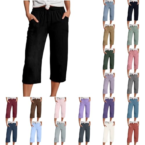 Generisch Musselin Kurze Hose Damen Sommer Leinen Shorts Beach 7/8 Hosen Mit Taschen Einfarbig Sommerhose Freizeithose Leicht Freizeit Stoffhose Leinenhose Causal Locker Caprihose Generisch Musselin Kurze Hose Damen Sommer Leinen Shorts Beach 7/8 Hosen Mit Taschen Einfarbig Sommerhose Freizeithose Leicht Freizeit Stoffhose Leinenhose Causal Locker Caprihose von Generisch