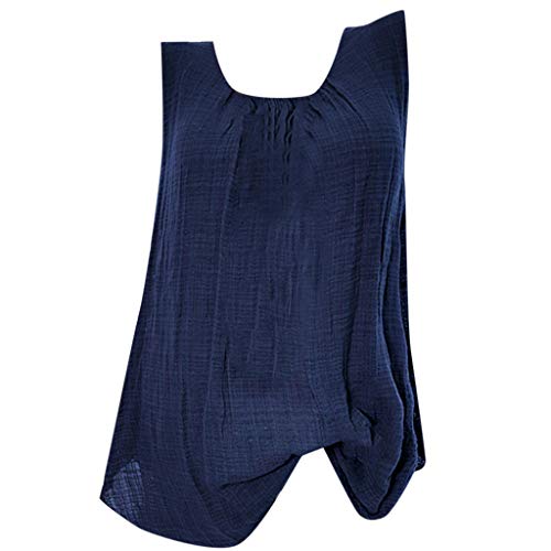 Generisch Musselin Tank Top Damen Leinen Einfarbig V-Ausschnitt Tunika Hemd Ärmellose Bluse Sommer Mode Leinenhemd Lässige Baggy Zuhause Leichte Atmungsaktiv Oberteile für Frauen von Generisch