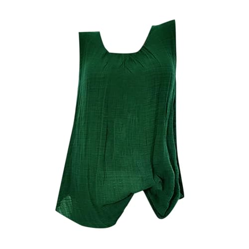 Generisch Musselin Tank Top Damen Leinen Einfarbig V-Ausschnitt Tunika Hemd Ärmellose Bluse Sommer Mode Leinenhemd Lässige Baggy Zuhause Leichte Atmungsaktiv Oberteile für Frauen von Generisch