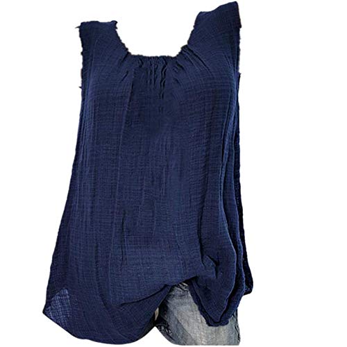 Generisch Musselin Tank Top Damen Leinen Einfarbig V-Ausschnitt Tunika Hemd Ärmellose Bluse Sommer Mode Leinenhemd Lässige Baggy Zuhause Leichte Atmungsaktiv Oberteile für Frauen von Generisch