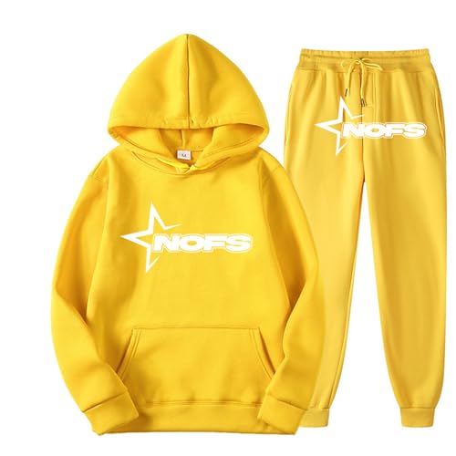 Generisch NOFS Jogginganzug Streetwear Tracksuit für Herren NOFS Trainingsanzug Buchstaben Druck Lose Hoodies und Jogginghosen Y2K Tracksuit Essentials Unisex Pullover Tech Fleece Anzug von Generisch