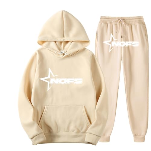 Generisch NOFS Jogginganzug Streetwear Tracksuit für Herren NOFS Trainingsanzug Buchstaben Druck Lose Hoodies und Jogginghosen Y2K Tracksuit Essentials Unisex Pullover Tech Fleece Anzug von Generisch