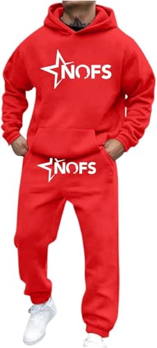 Generisch NOFS Jogginganzug Streetwear Tracksuit für Herren NOFS Trainingsanzug Buchstaben Druck Lose Hoodies und Jogginghosen Y2K Tracksuit Essentials Unisex Pullover Tech Fleece Anzug von Generisch