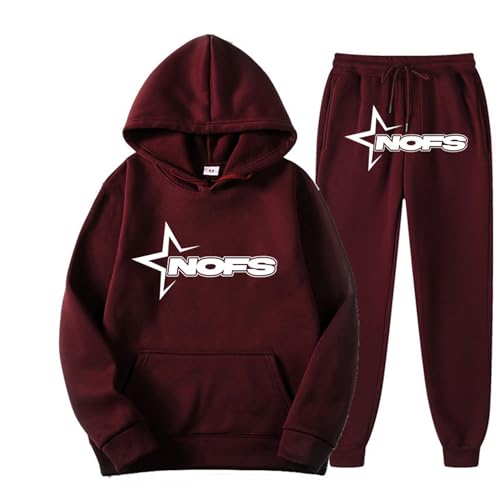 Generisch NOFS Jogginganzug Streetwear Tracksuit für Herren NOFS Trainingsanzug Buchstaben Druck Lose Hoodies und Jogginghosen Y2K Tracksuit Essentials Unisex Pullover Tech Fleece Anzug von Generisch