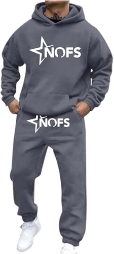 Generisch NOFS Jogginganzug Streetwear Tracksuit für Herren NOFS Trainingsanzug Buchstaben Druck Lose Hoodies und Jogginghosen Y2K Tracksuit Essentials Unisex Pullover Tech Fleece Anzug von Generisch