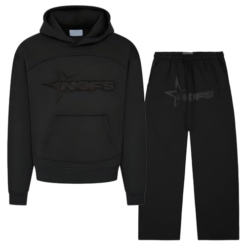 Generisch NOFS Jogginganzug Y2K Herren Damen 2-Teilig Tracksuit mit Hoodie und Jogginghosen Y2K Hip Hop Streetwear Trainingsanzüge NOFS Trainingsanzug Unisex Pullover und Sporthosen von Generisch