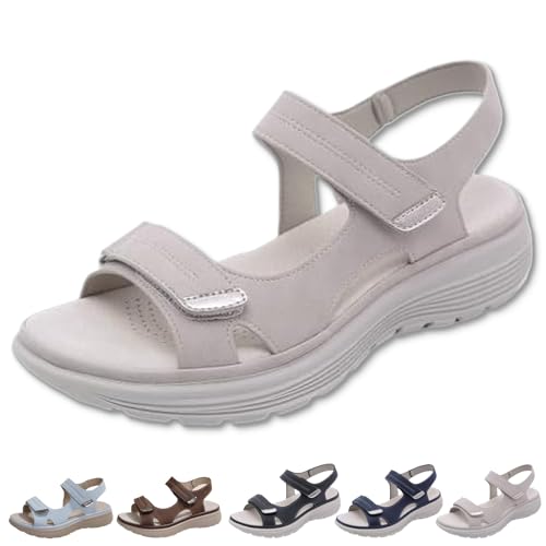 Generisch Naturstep Orthopädische Damensandalen für Schmerzlinderung - ErgoLiva, Weich Und Sicher, Perfekt für Spaziergänge (Grau,38) von Generisch