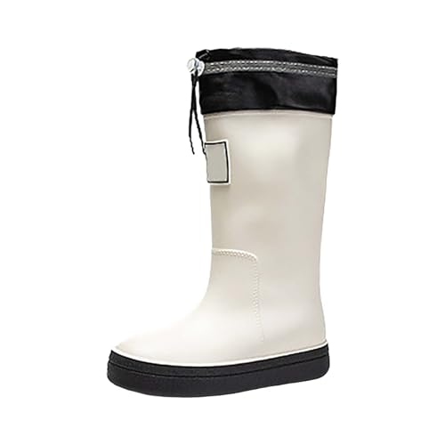 Generisch Neopren Gummistiefel Damen Schuhe Wasserdicht Damen Regen Slip Freizeitschuhe Stiefeletten Outdoor Fashion Freizeitschuhe Schuhe für Elegant Vorne Offen (White,36) von Generisch