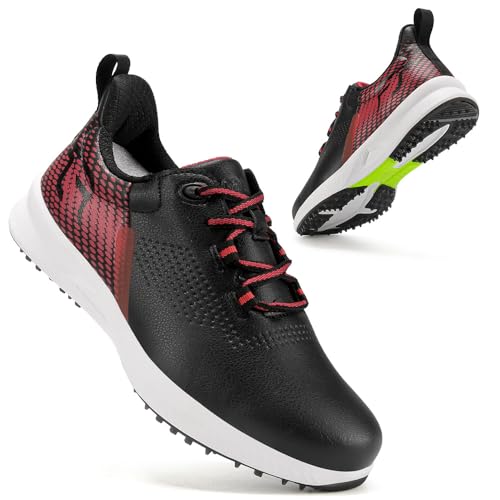 Generisch Neu Golfschuhe Männer Freizeit Sportschuhe Rutschschutz Golfschuhe (Schwarz Rot,45) von Generisch