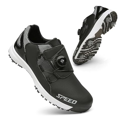 Generisch Neu Golfschuhe Männer Freizeit Sportschuhe Rutschschutz Golfschuhe (Schwarz mit Nägeln,41) von Generisch
