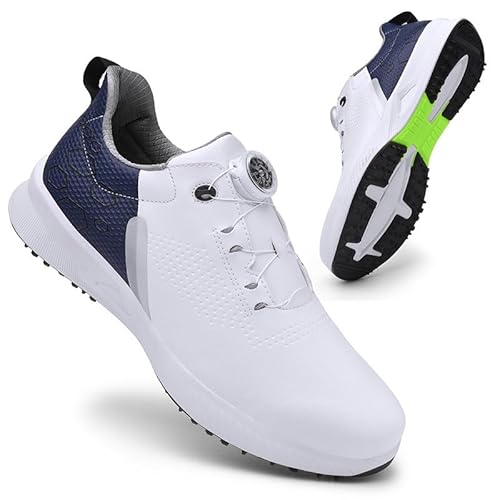 Generisch Neu Golfschuhe Männer Freizeit Sportschuhe Rutschschutz Golfschuhe (Weiß blau ohne Nägel,41) von Generisch