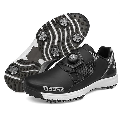 Generisch Neue Golfschuhe mit Rutschschutz rutschfeste Trainingsschuhe Abnehmbare Golfschuhe (Schwarz mit Nägeln,44) von Generisch