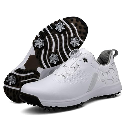 Generisch Neue Golfschuhe mit Rutschschutz rutschfeste Trainingsschuhe Abnehmbare Golfschuhe (Silber mit Nägeln,40) von Generisch