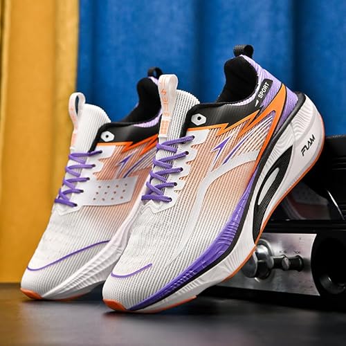 Generisch Neue Laufschuhe Marathon Super Leichte Schockdämpfung Professionelle Sportschuhe Training Spring Seil Schuhe (Weiß Violett,43) von Generisch