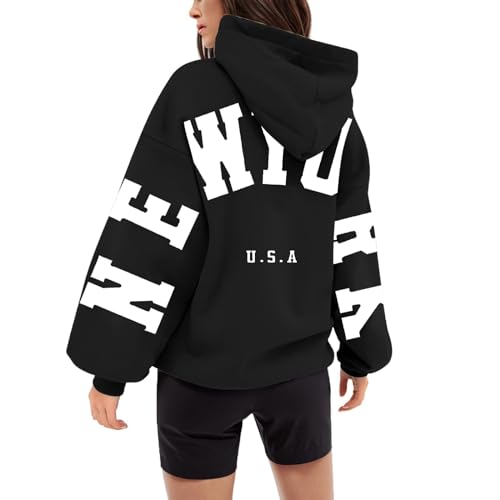 Generisch New York Hoodie Damen Oversize Backprint Sweatshirt Modisch Y2K Pullover mit Kapuze Kordelzug Kapuzenpullover Rundhals Streetwear Taschen Langarmshirt Casual Lockere Tops Generisch New York Hoodie Damen Oversize Backprint Sweatshirt Modisch Y2K Pullover mit Kapuze Kordelzug Kapuzenpullover Rundhals Streetwear Taschen Langarmshirt Casual Lockere Tops von Generisch