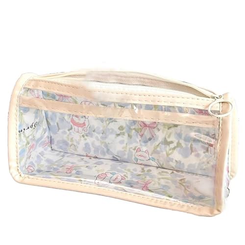Generisch Niedliche Blaue Tulpe Kätzchen Katze Transparent Bleistift etui Tragbare Girly Make-up Taschen Studenten Schreibwaren Stift Aufbewahrung Taschen von Generisch