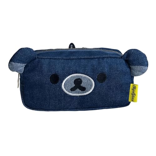 Generisch Niedliche Denim-Bär-Bleistift Tasche, Aufbewahrung Beutel für Schreibwaren mit großer Kapazität, vielseitiger Make-up-Organisator für Mädchen und Geschenk Option von Generisch